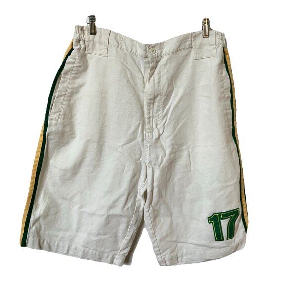 Vintage Raw Blue Classics Baseball Shorts Mens XXL Linen Blend White 90s #17 - Picture 1 of 10